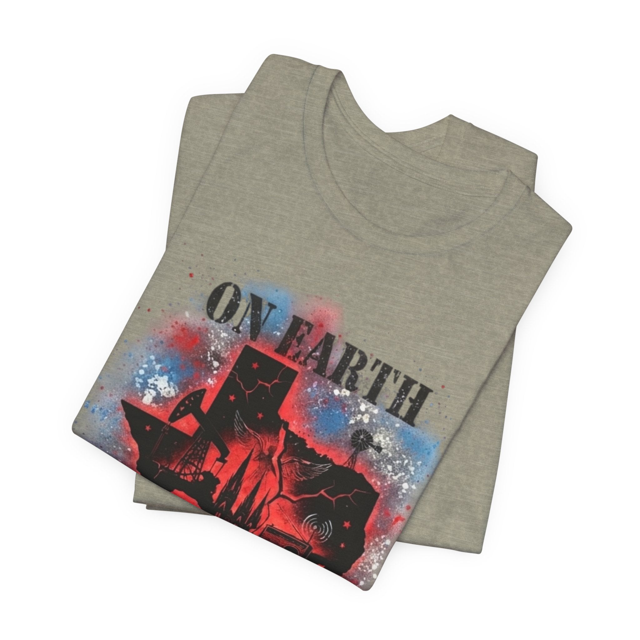 On Earth As It Is In Texas tee | Texas silhouette, skyline, watercolor earth
