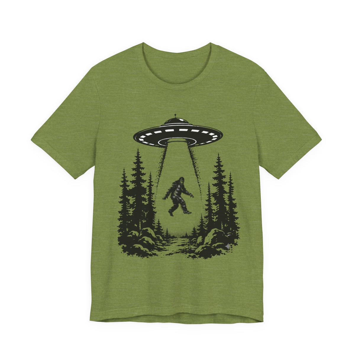 Sasquatch Abduction T-Shirt | UFO Bigfoot Forest Bigfoot Alien Beam