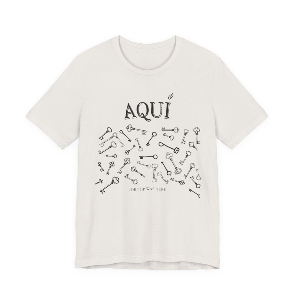Aqui keys graphic Tee | Aquí scattered vintage key illustration