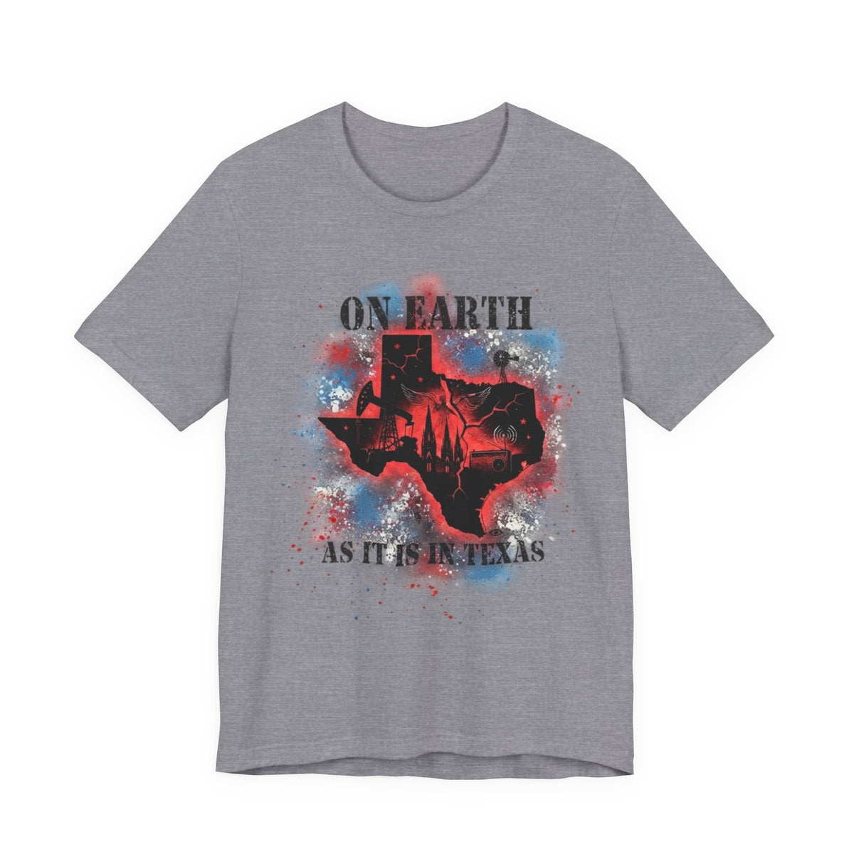 On Earth As It Is In Texas tee | Texas silhouette, skyline, watercolor earth