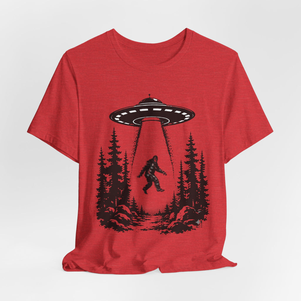 Sasquatch Abduction T-Shirt | UFO Bigfoot Forest Bigfoot Alien Beam