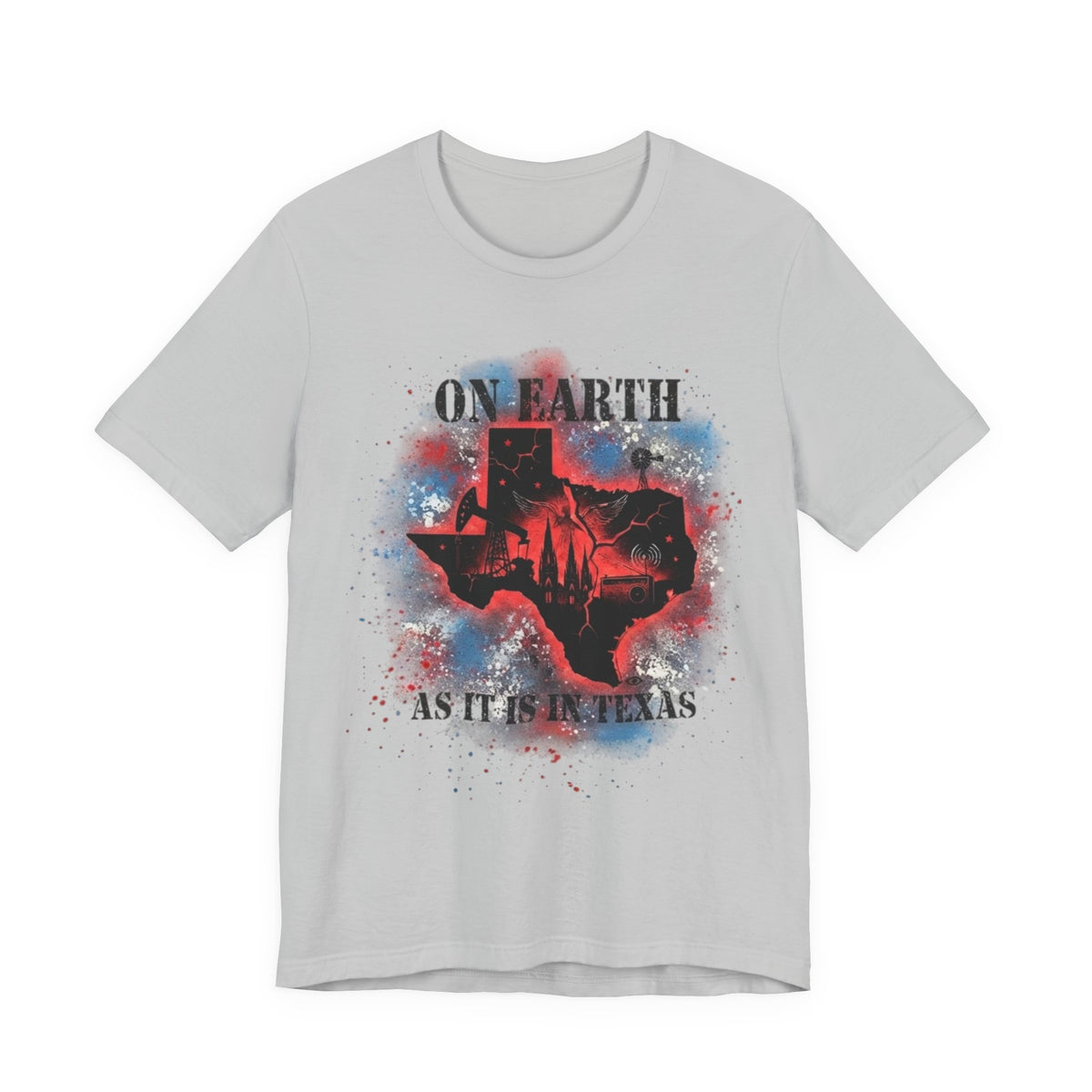 On Earth As It Is In Texas tee | Texas silhouette, skyline, watercolor earth