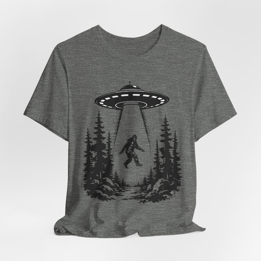 Sasquatch Abduction T-Shirt | UFO Bigfoot Forest Bigfoot Alien Beam