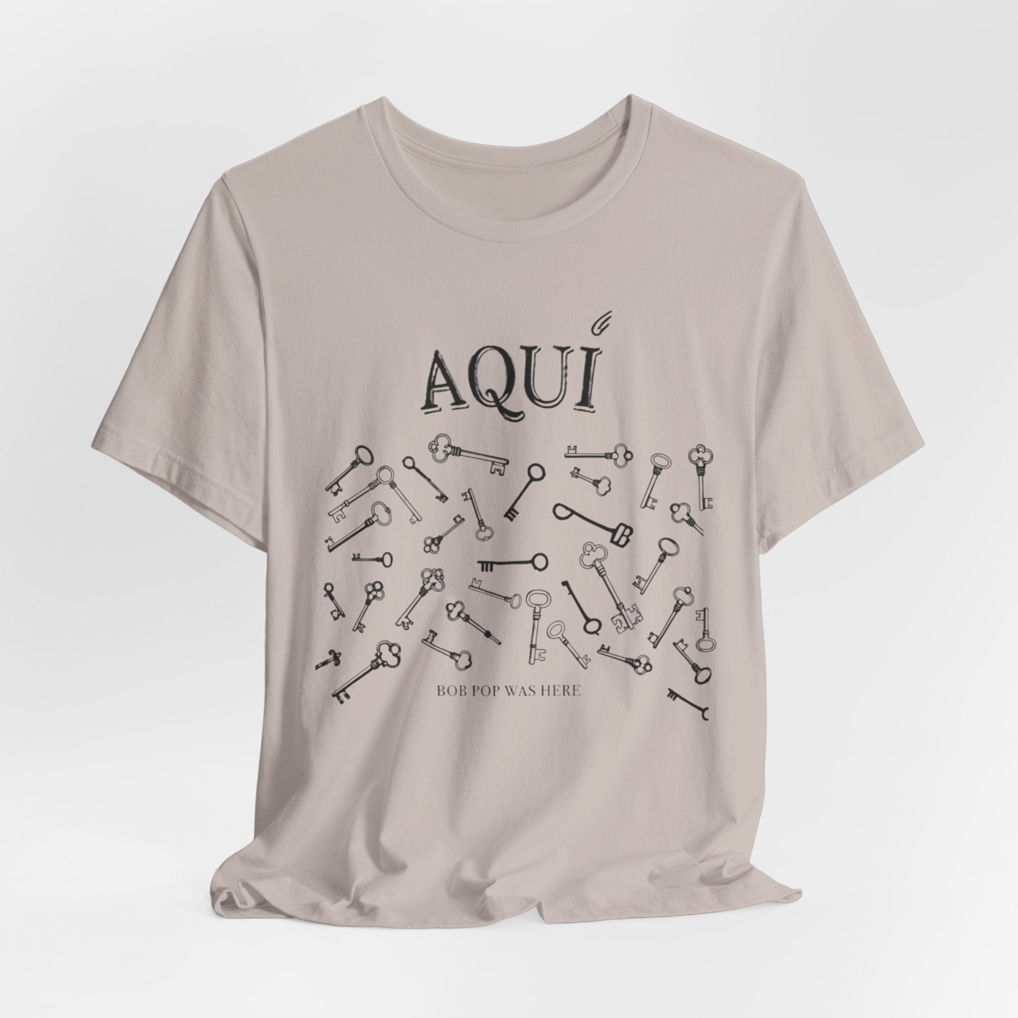 Aqui keys graphic Tee | Aquí scattered vintage key illustration