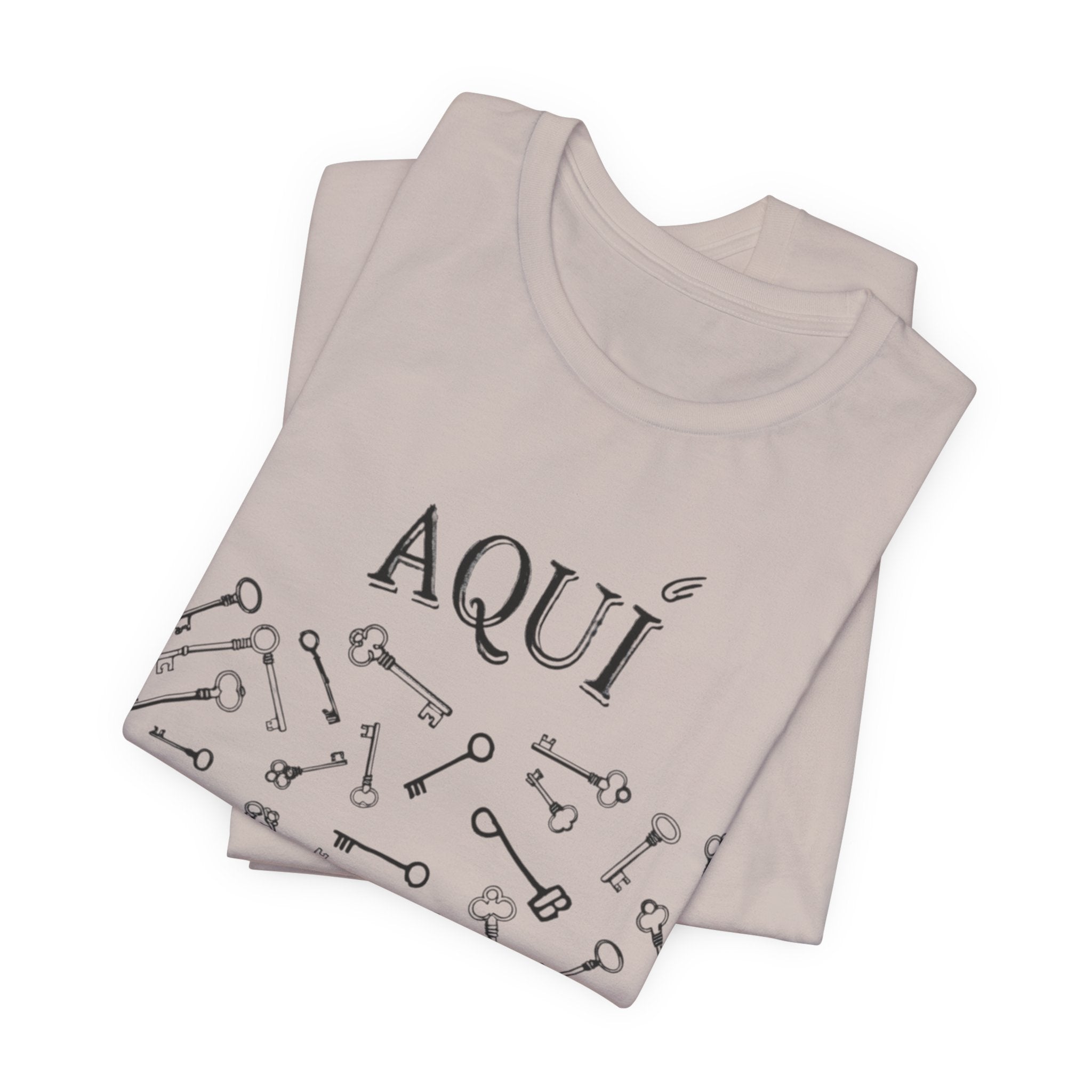 Aqui keys graphic Tee | Aquí scattered vintage key illustration