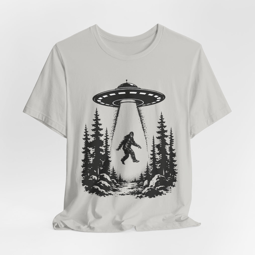 Sasquatch Abduction T-Shirt | UFO Bigfoot Forest Bigfoot Alien Beam