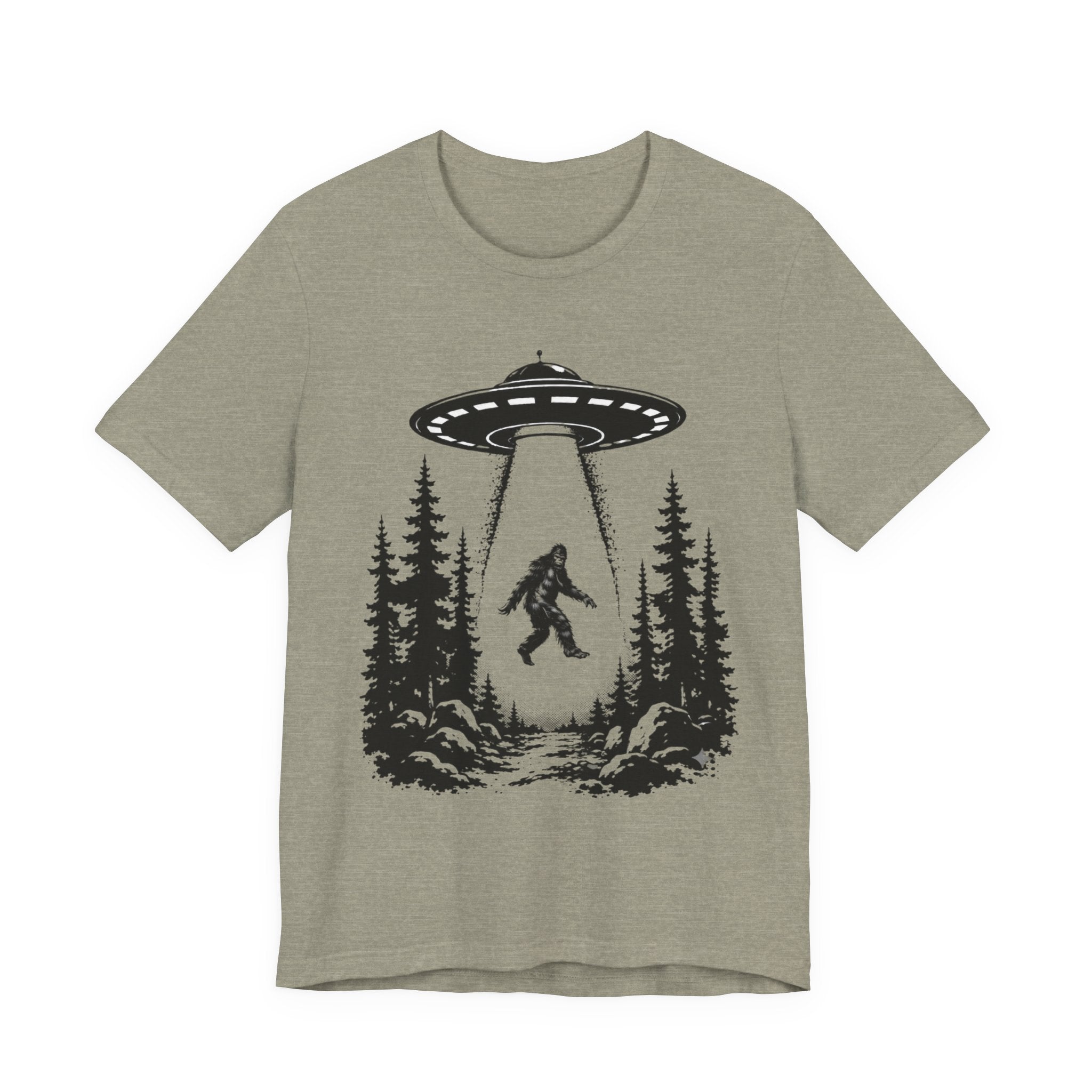 Sasquatch Abduction T-Shirt | UFO Bigfoot Forest Bigfoot Alien Beam