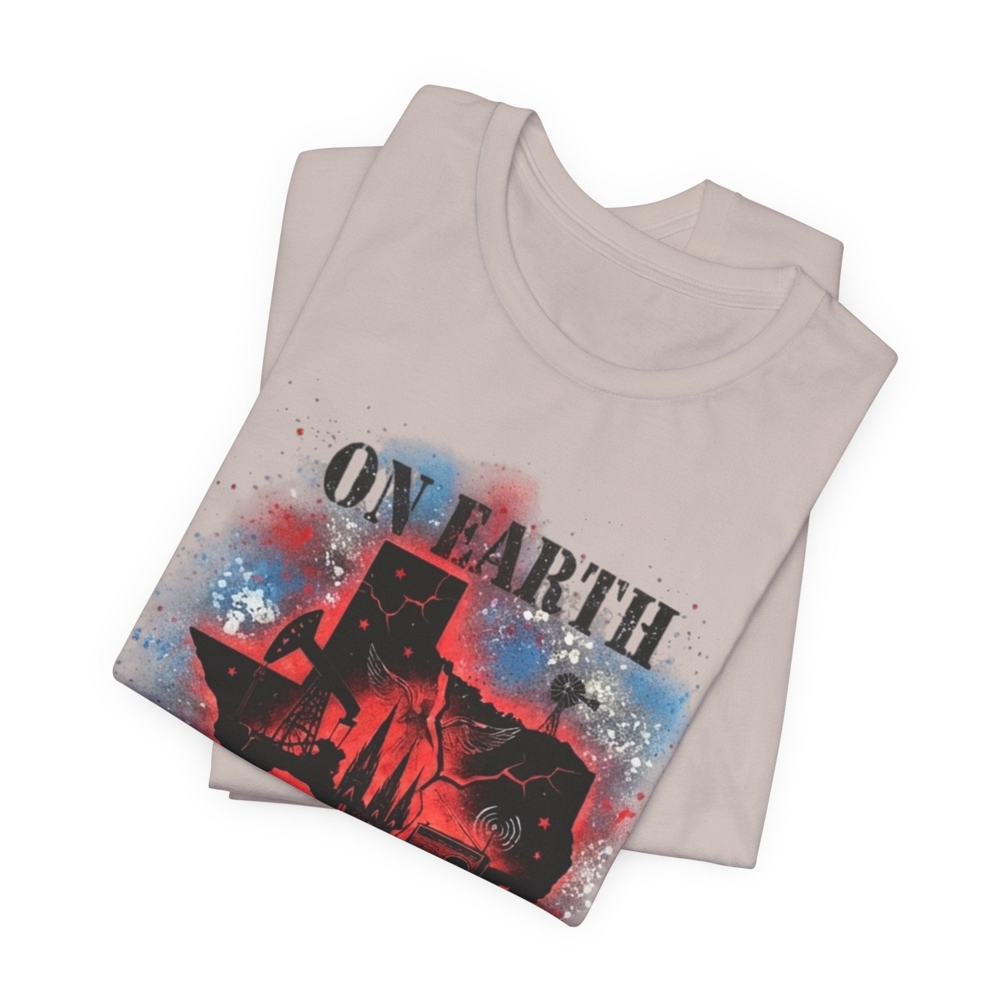 On Earth As It Is In Texas tee | Texas silhouette, skyline, watercolor earth