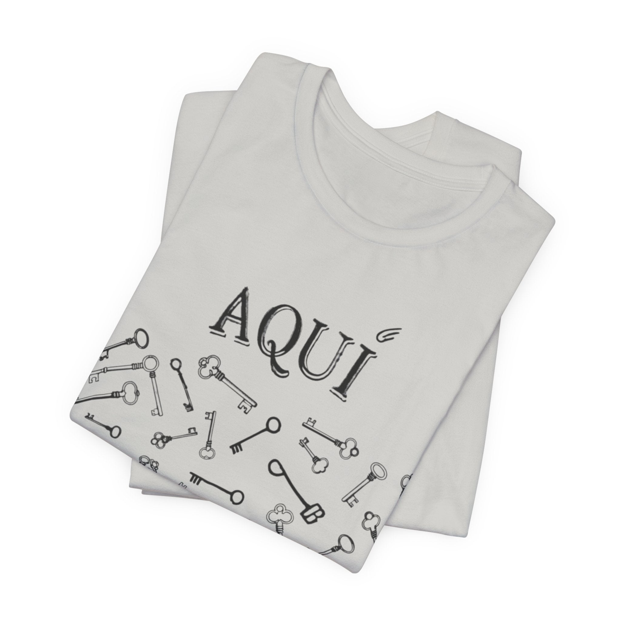Aqui keys graphic Tee | Aquí scattered vintage key illustration