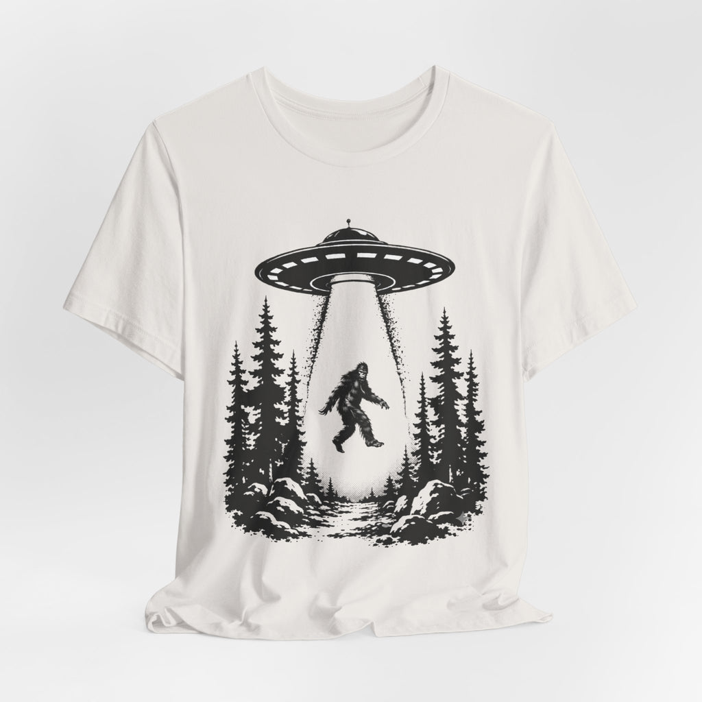 Sasquatch Abduction T-Shirt | UFO Bigfoot Forest Bigfoot Alien Beam