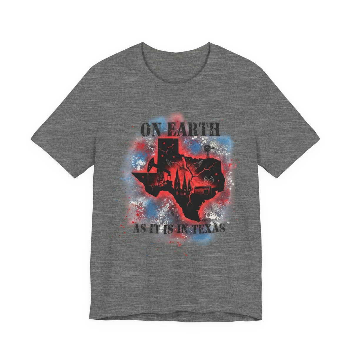 On Earth As It Is In Texas tee | Texas silhouette, skyline, watercolor earth