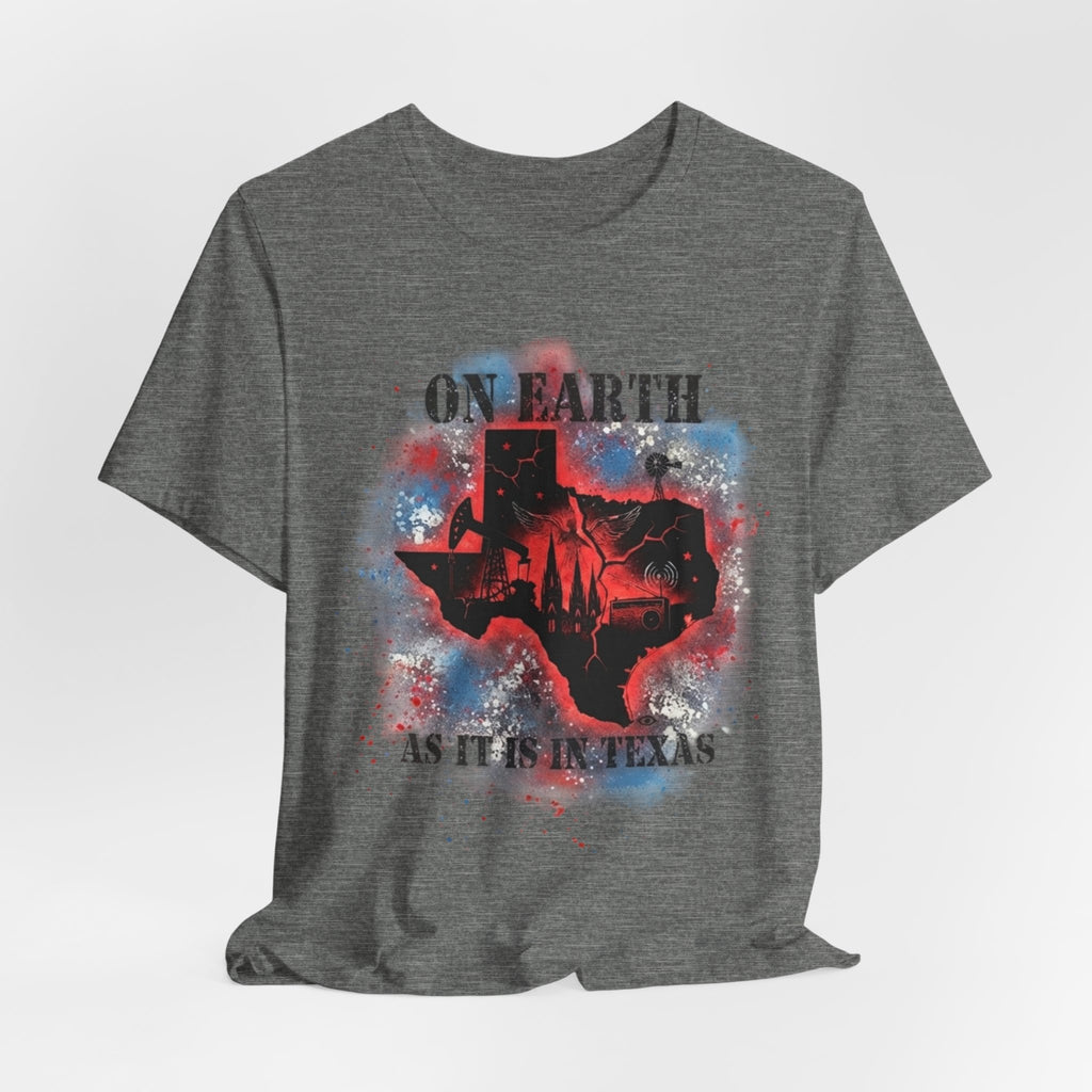 On Earth As It Is In Texas tee | Texas silhouette, skyline, watercolor earth