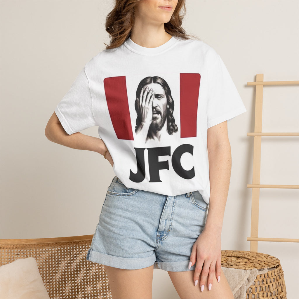Jesus Facepalm T-Shirt | JFC Graphic Tee, Satirical Religious Design