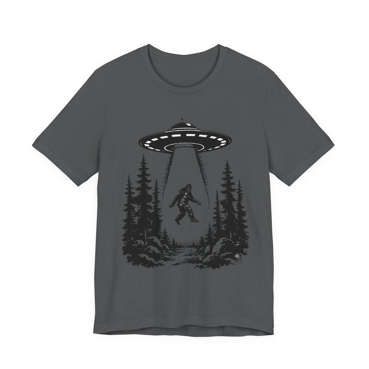 Sasquatch Abduction T-Shirt | UFO Bigfoot Forest Bigfoot Alien Beam
