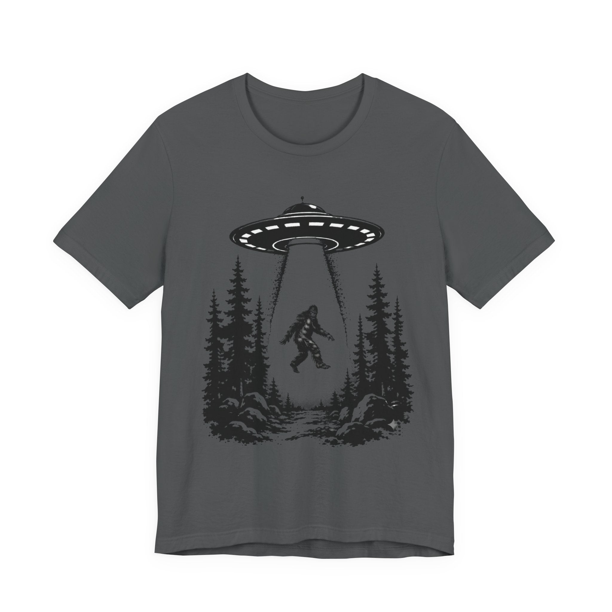 Sasquatch Abduction T-Shirt | UFO Bigfoot Forest Bigfoot Alien Beam