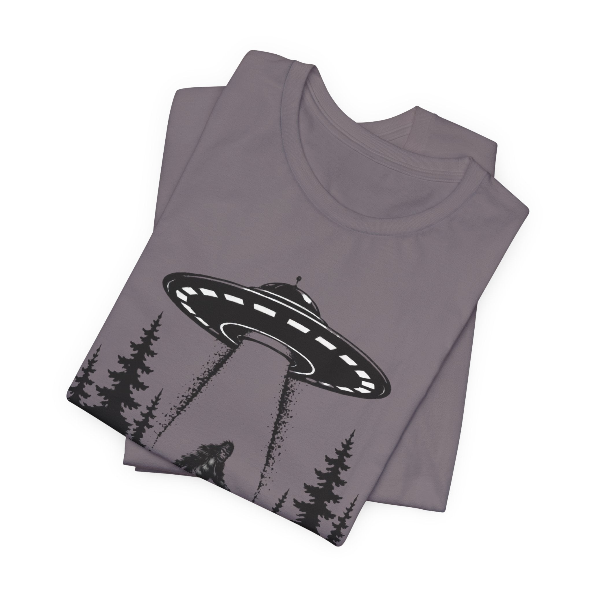 Sasquatch Abduction T-Shirt | UFO Bigfoot Forest Bigfoot Alien Beam