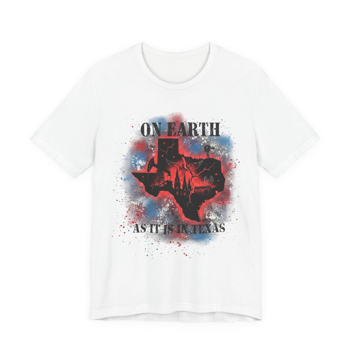 On Earth As It Is In Texas tee | Texas silhouette, skyline, watercolor earth
