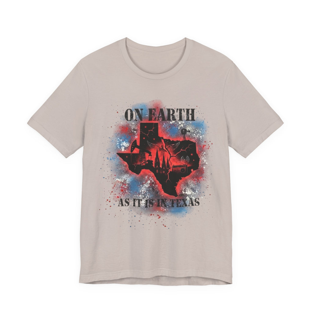 On Earth As It Is In Texas tee | Texas silhouette, skyline, watercolor earth
