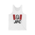 JFC Jesus Tank Top | Retro Red Stripe Graphic