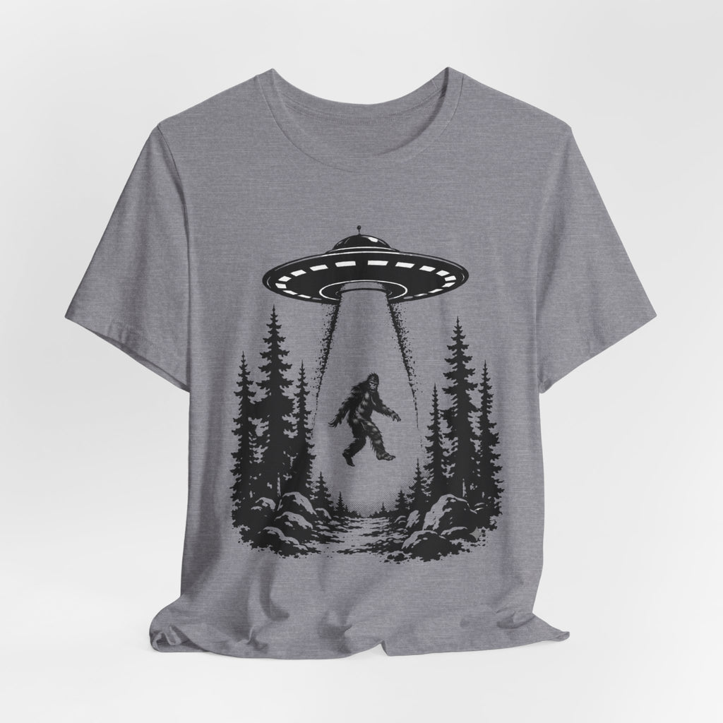 Sasquatch Abduction T-Shirt | UFO Bigfoot Forest Bigfoot Alien Beam