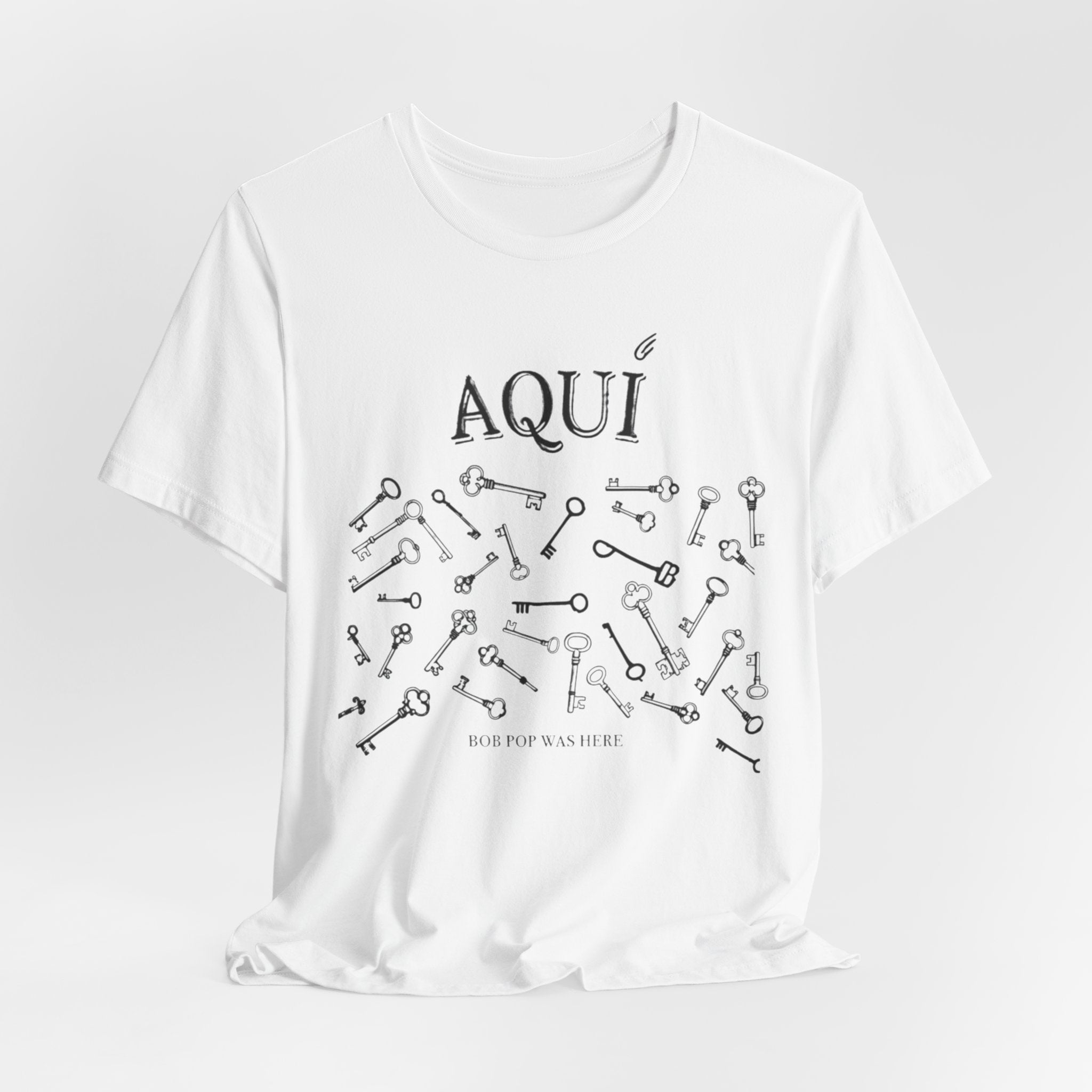 Aqui keys graphic Tee | Aquí scattered vintage key illustration