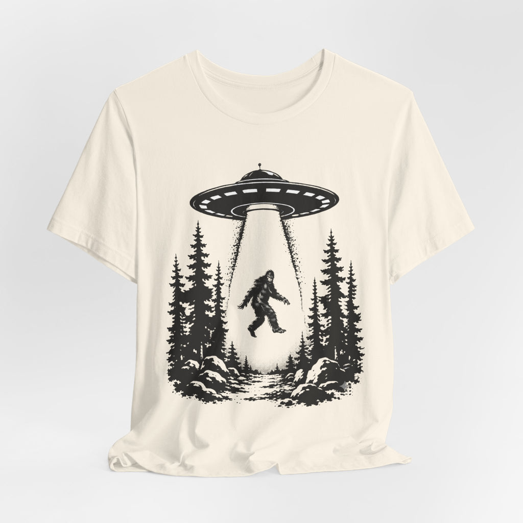 Sasquatch Abduction T-Shirt | UFO Bigfoot Forest Bigfoot Alien Beam