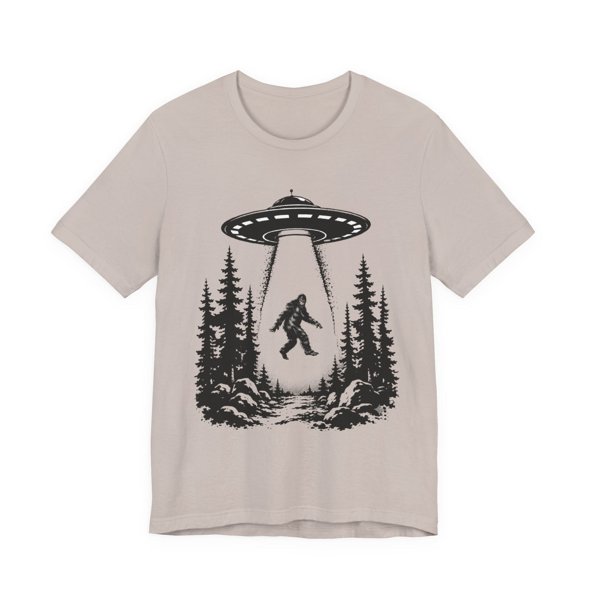 Sasquatch Abduction T-Shirt | UFO Bigfoot Forest Bigfoot Alien Beam
