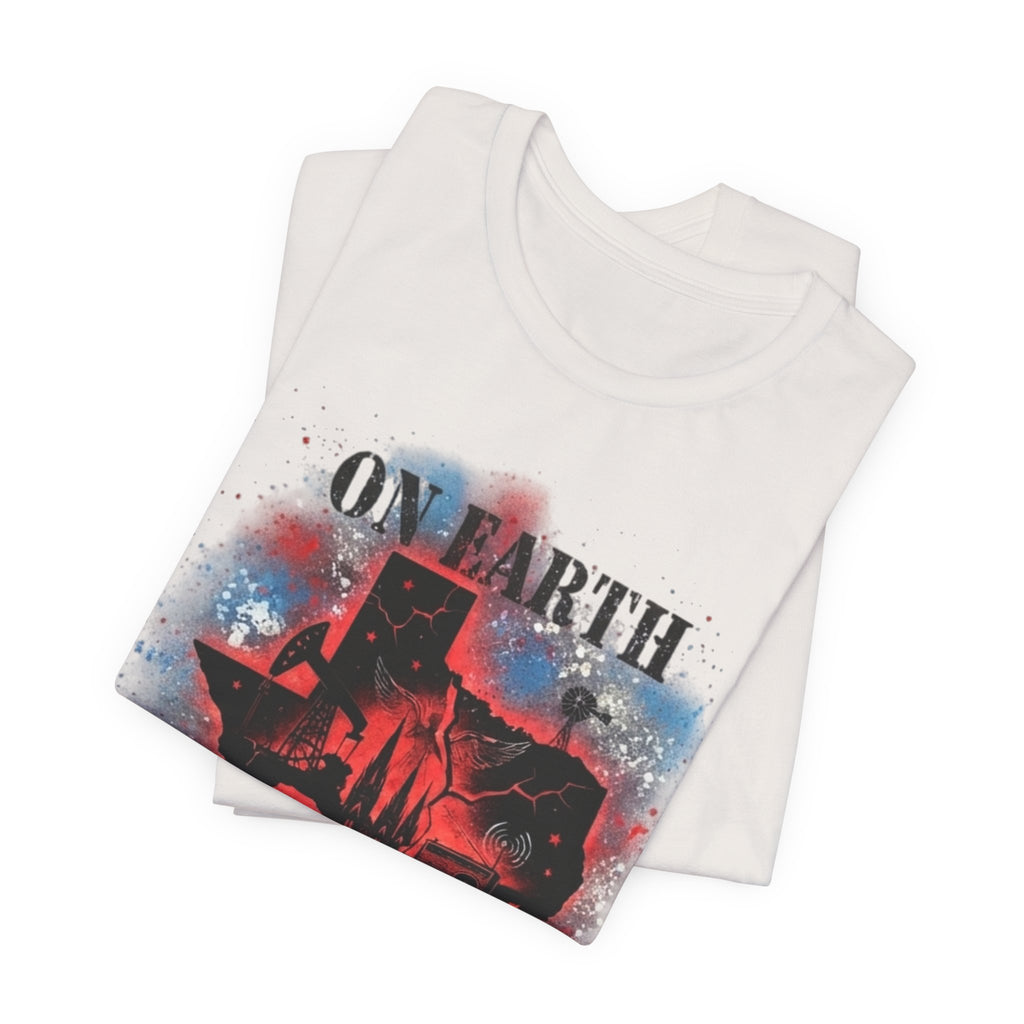 On Earth As It Is In Texas tee | Texas silhouette, skyline, watercolor earth