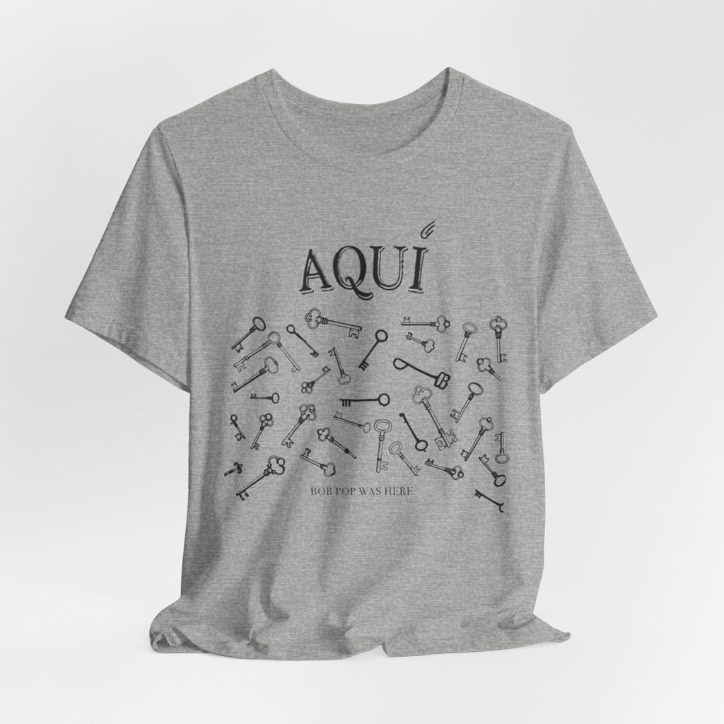 Aqui keys graphic Tee | Aquí scattered vintage key illustration