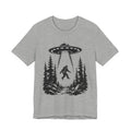 Bigfoot Abduction T-Shirt | UFO Sasquatch Forest Illustration