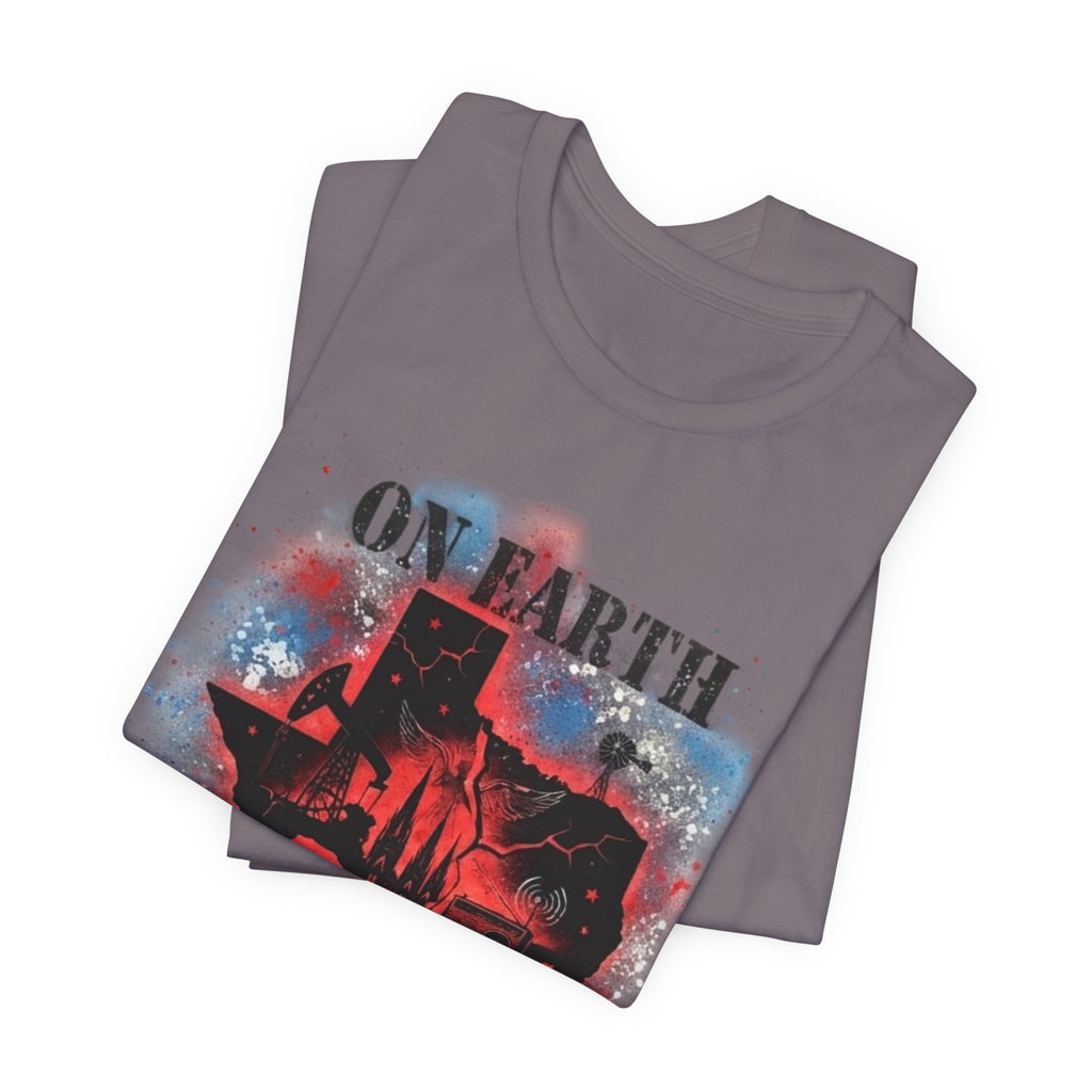 On Earth As It Is In Texas tee | Texas silhouette, skyline, watercolor earth