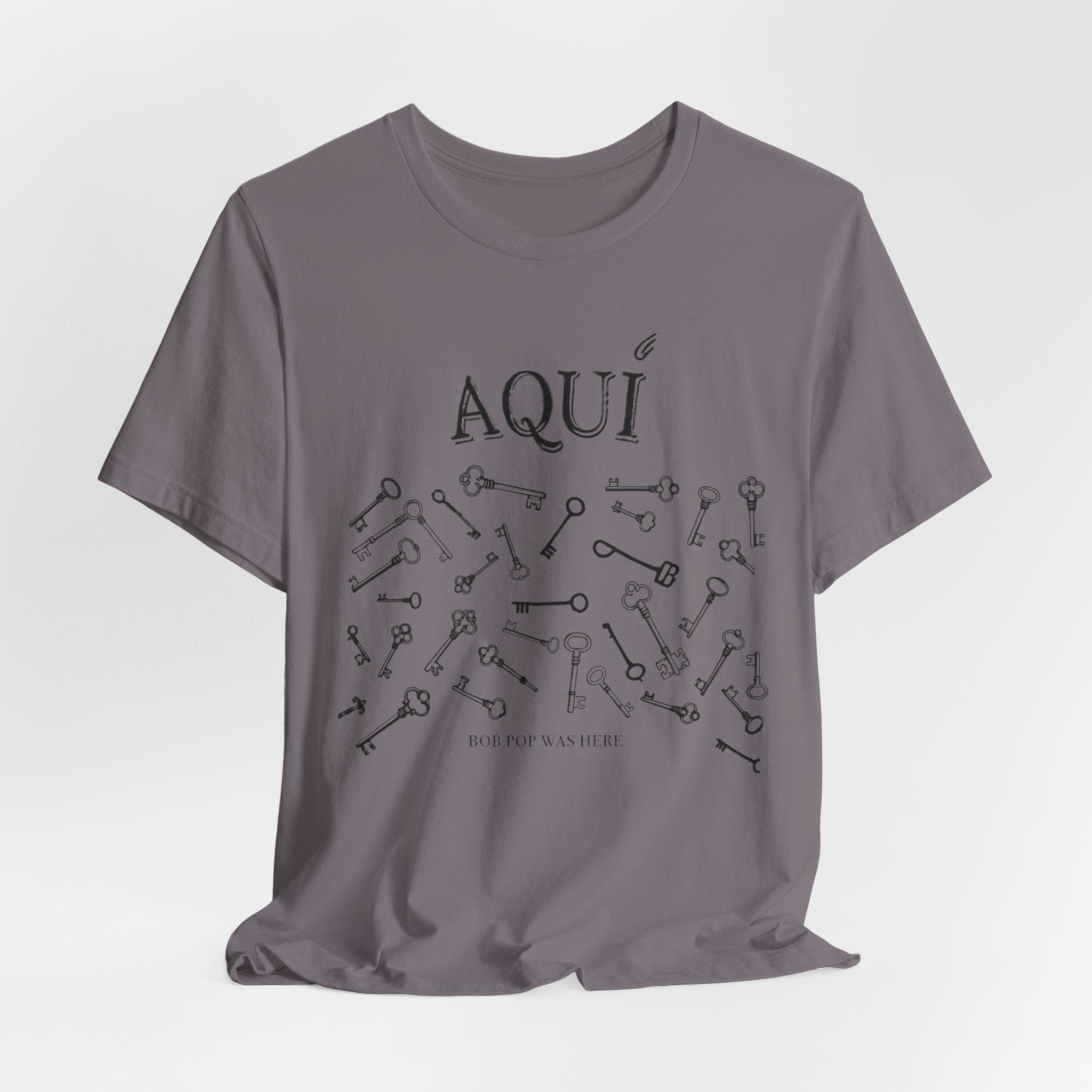 Aqui keys graphic Tee | Aquí scattered vintage key illustration