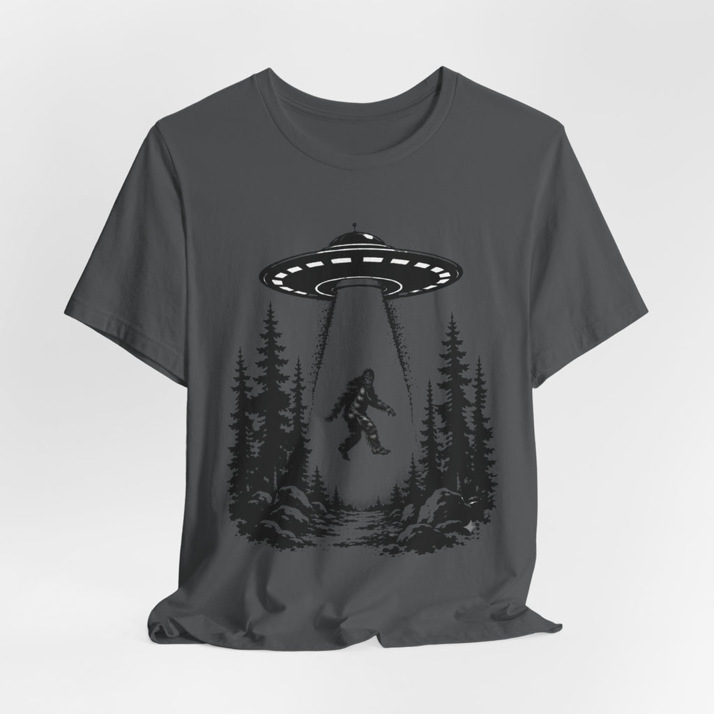 Sasquatch Abduction T-Shirt | UFO Bigfoot Forest Bigfoot Alien Beam