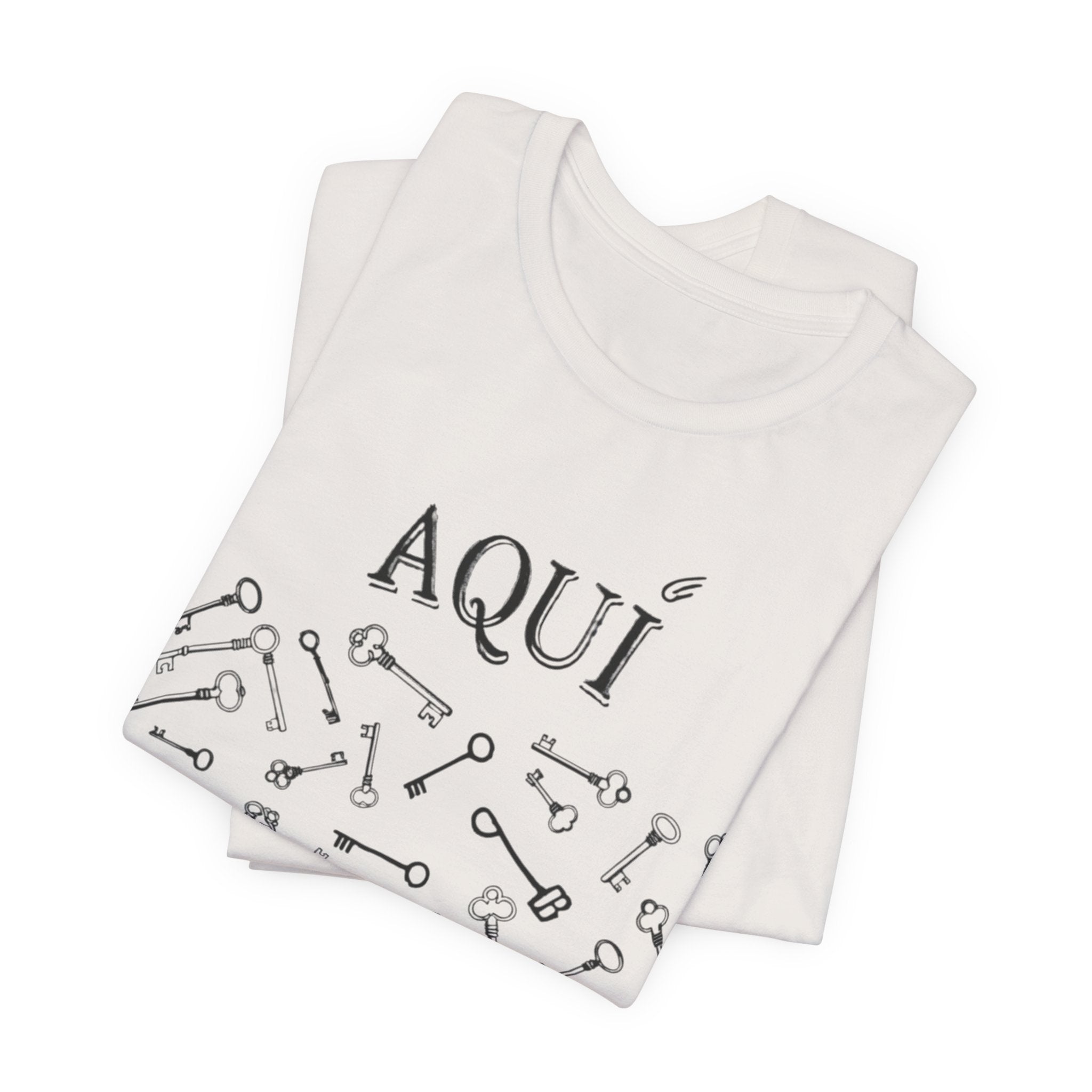Aqui keys graphic Tee | Aquí scattered vintage key illustration