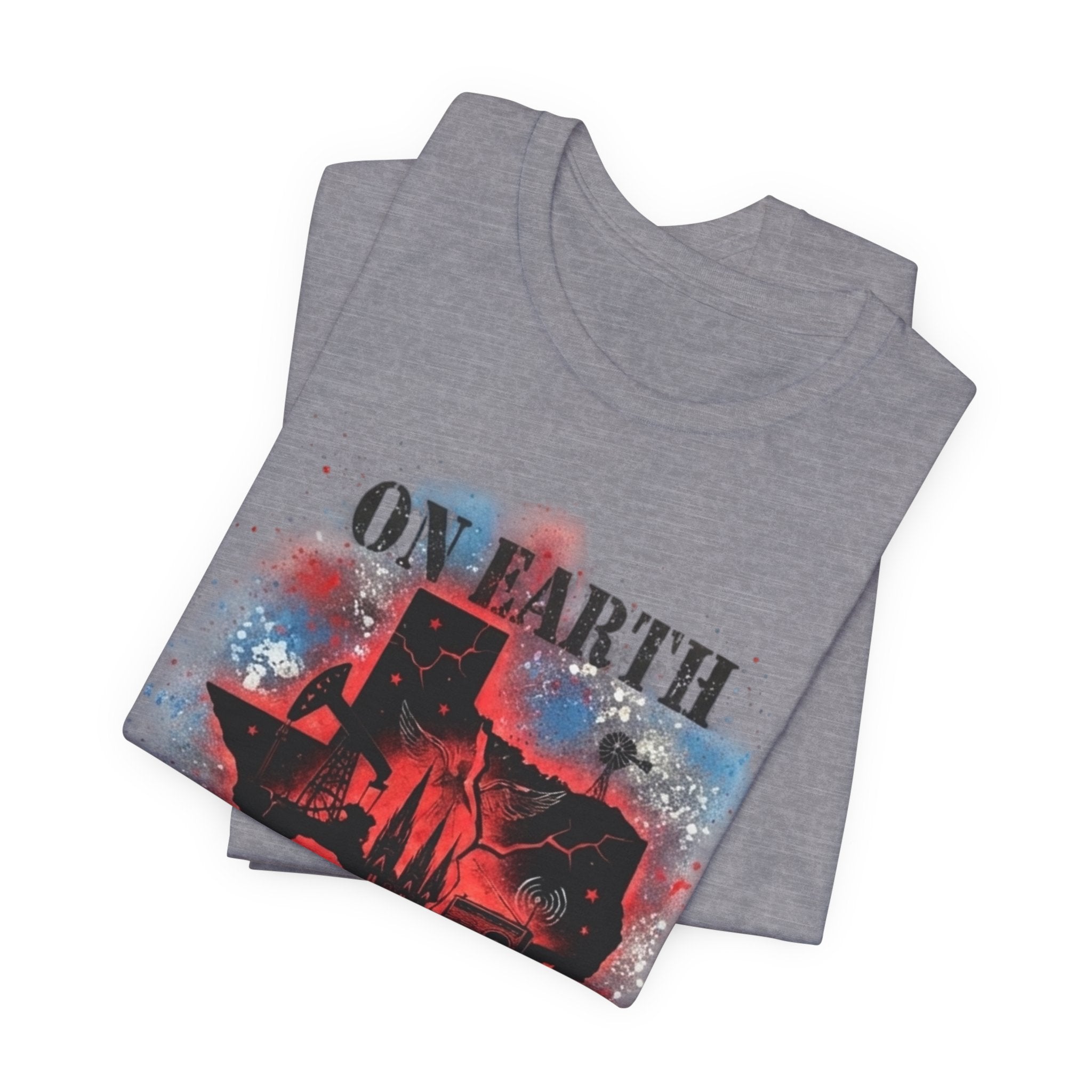 On Earth As It Is In Texas tee | Texas silhouette, skyline, watercolor earth