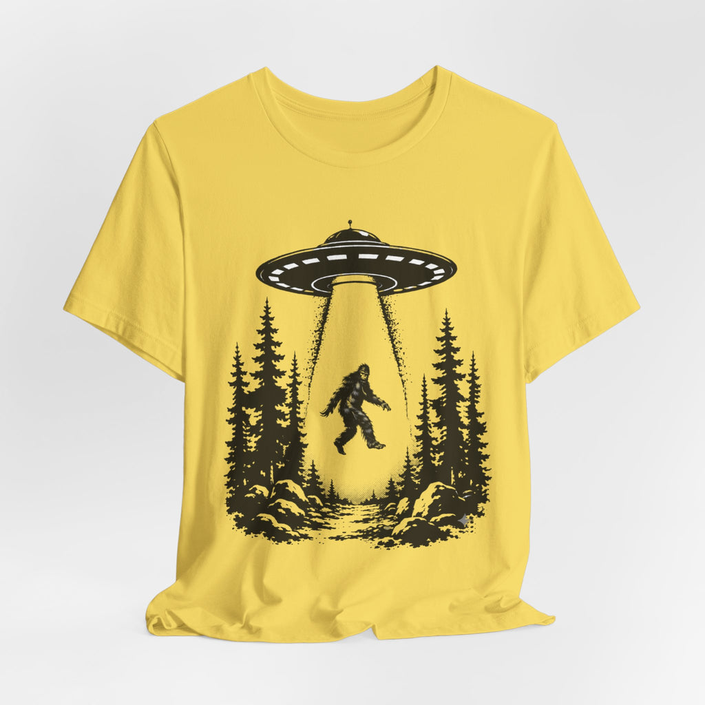Sasquatch Abduction T-Shirt | UFO Bigfoot Forest Bigfoot Alien Beam
