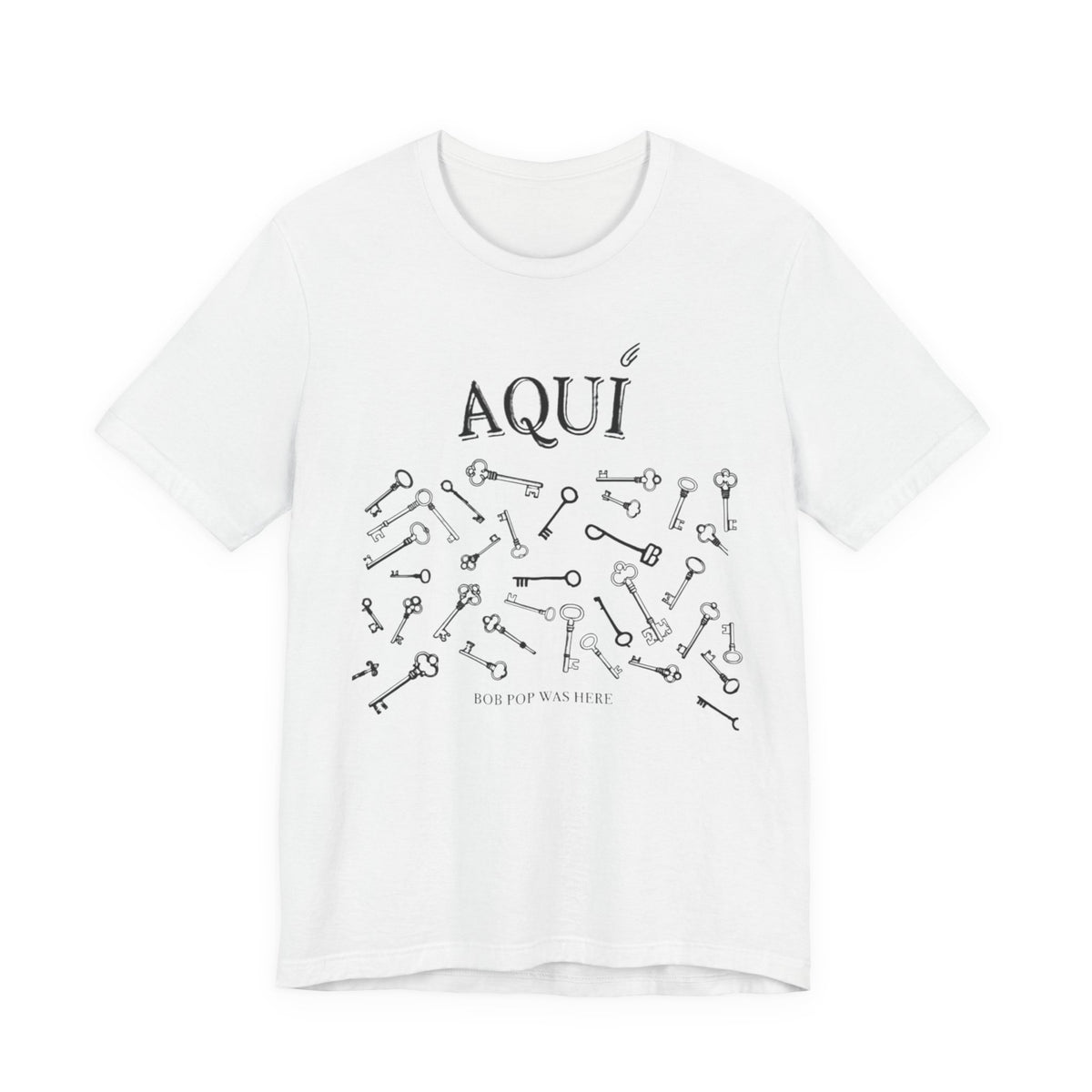 Aqui keys graphic Tee | Aquí scattered vintage key illustration