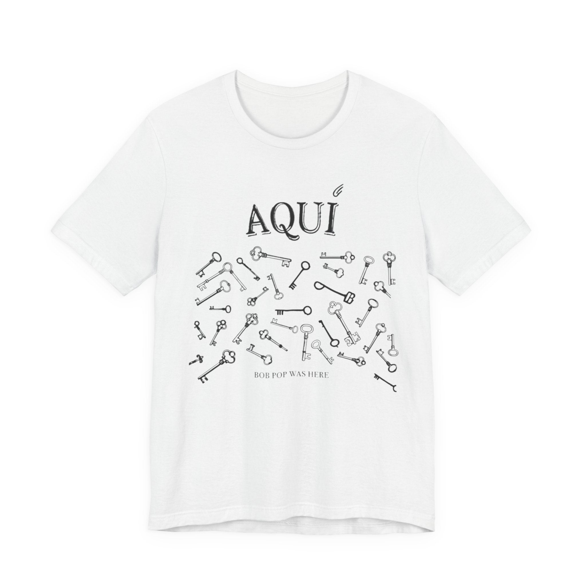 Aqui keys graphic Tee | Aquí scattered vintage key illustration
