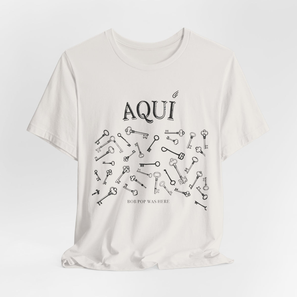 Aqui keys graphic Tee | Aquí scattered vintage key illustration