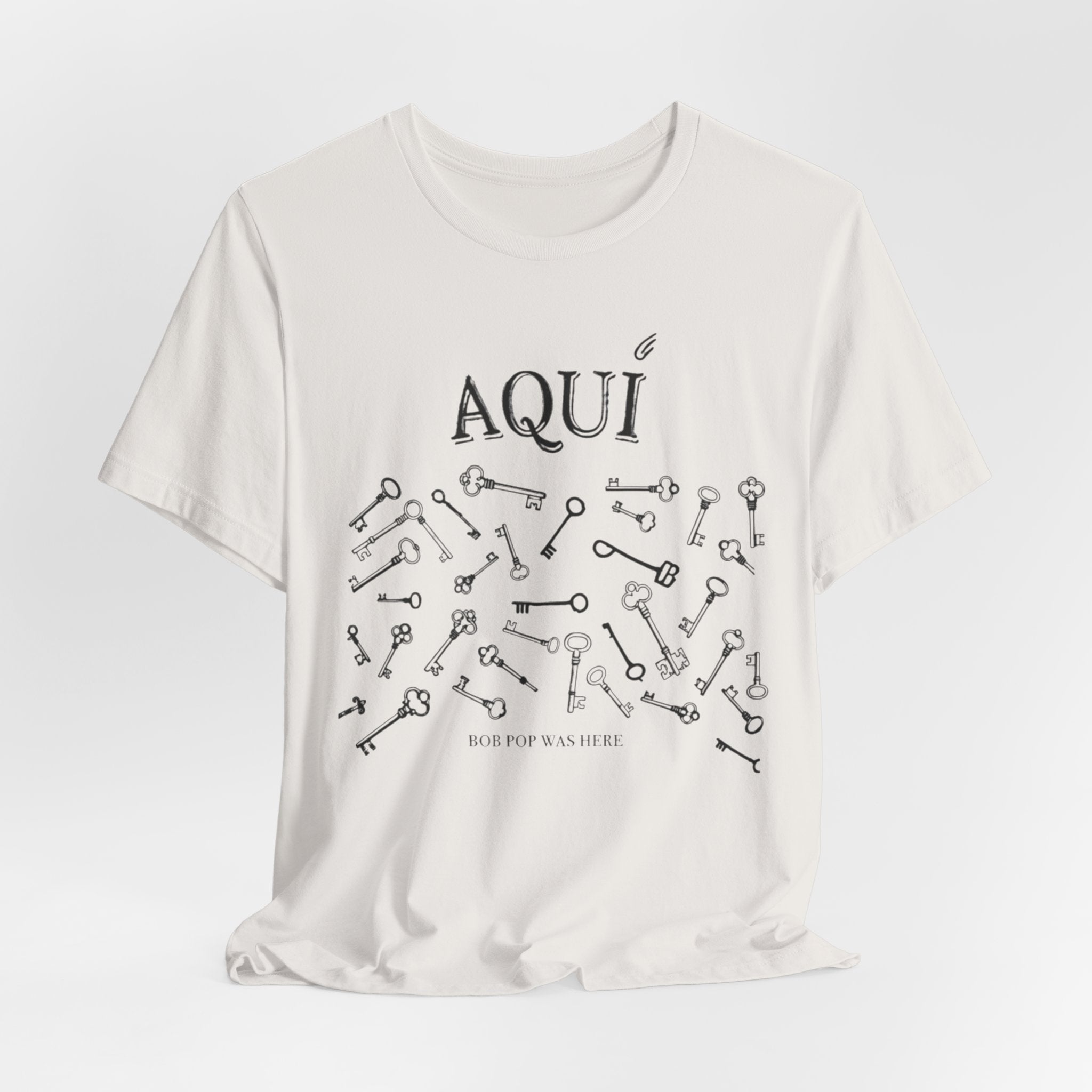 Aqui keys graphic Tee | Aquí scattered vintage key illustration