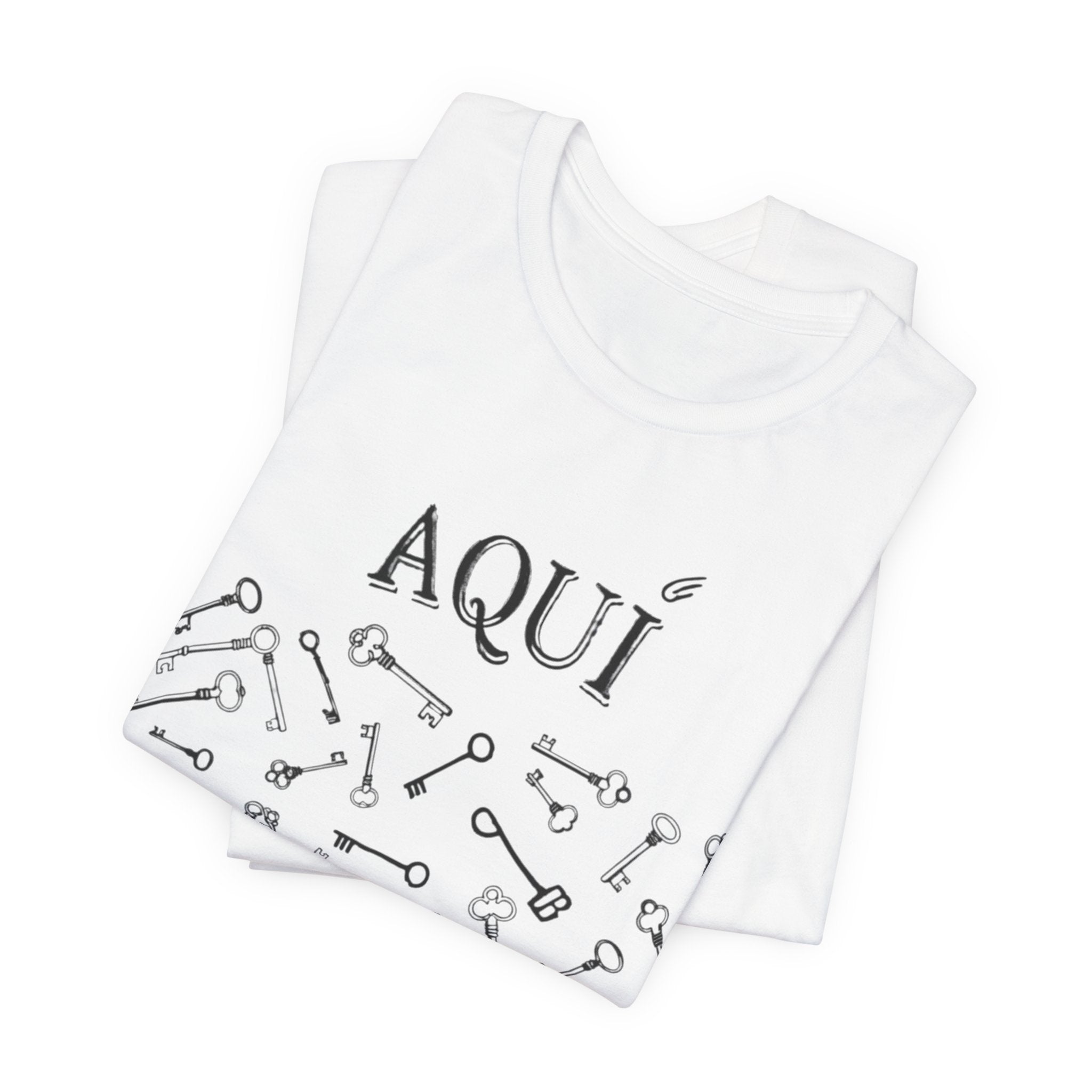 Aqui keys graphic Tee | Aquí scattered vintage key illustration