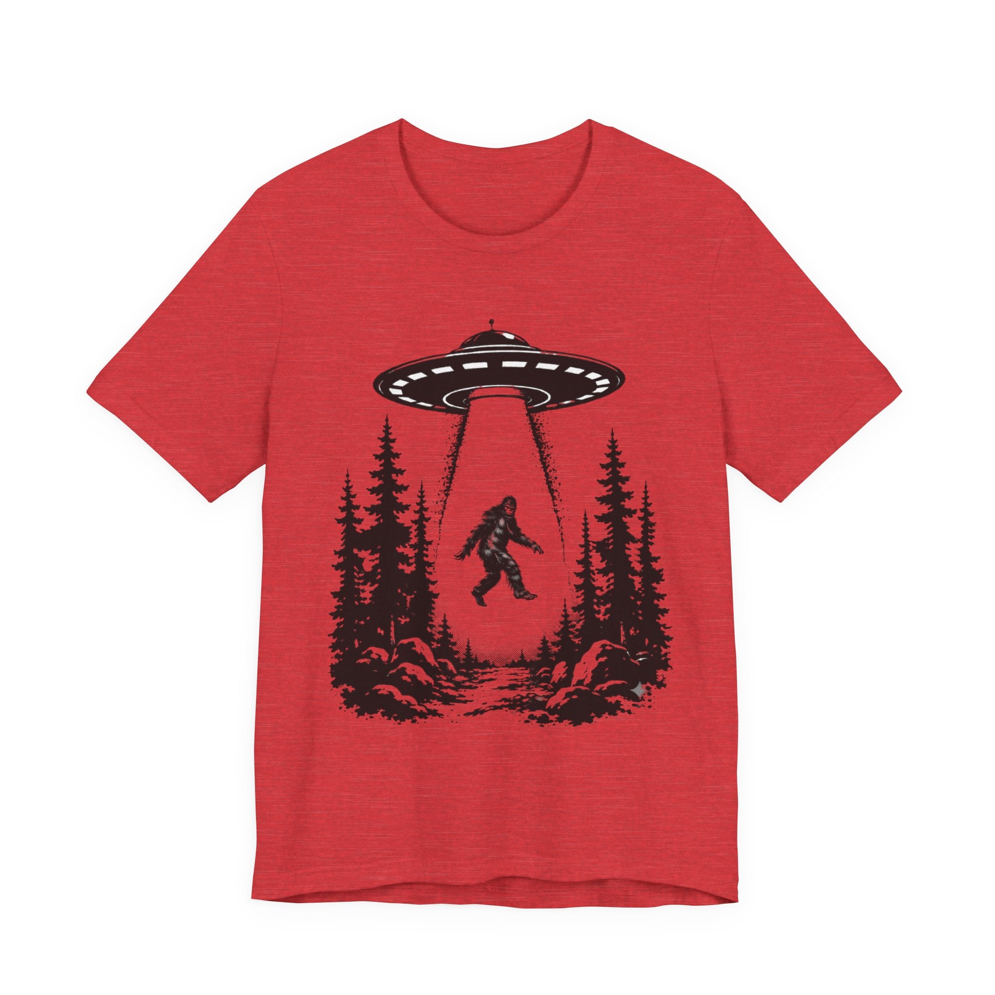 Sasquatch Abduction T-Shirt | UFO Bigfoot Forest Bigfoot Alien Beam