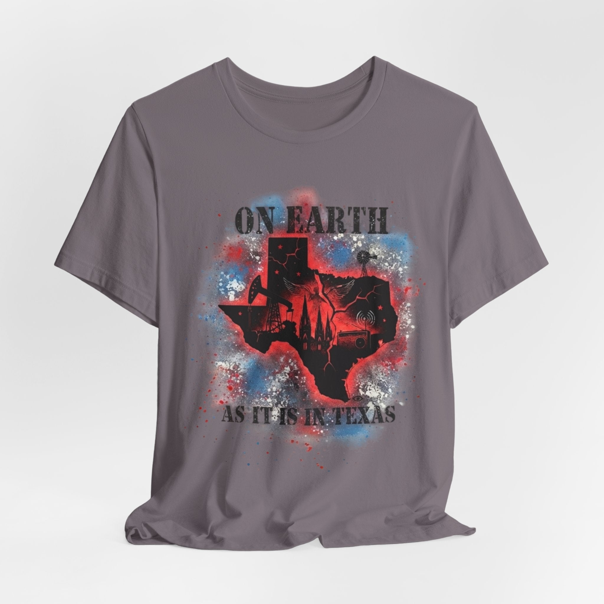 On Earth As It Is In Texas tee | Texas silhouette, skyline, watercolor earth