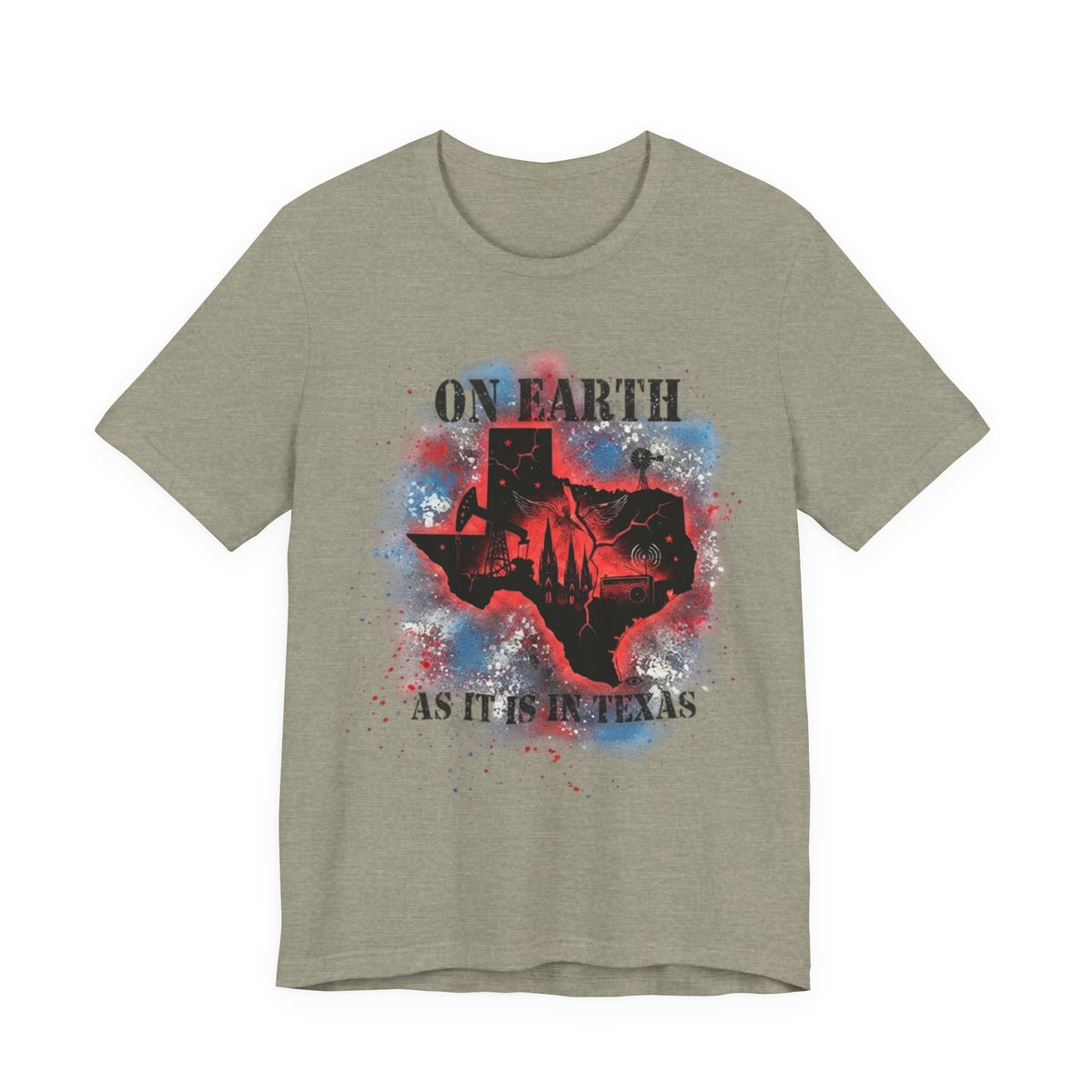On Earth As It Is In Texas tee | Texas silhouette, skyline, watercolor earth