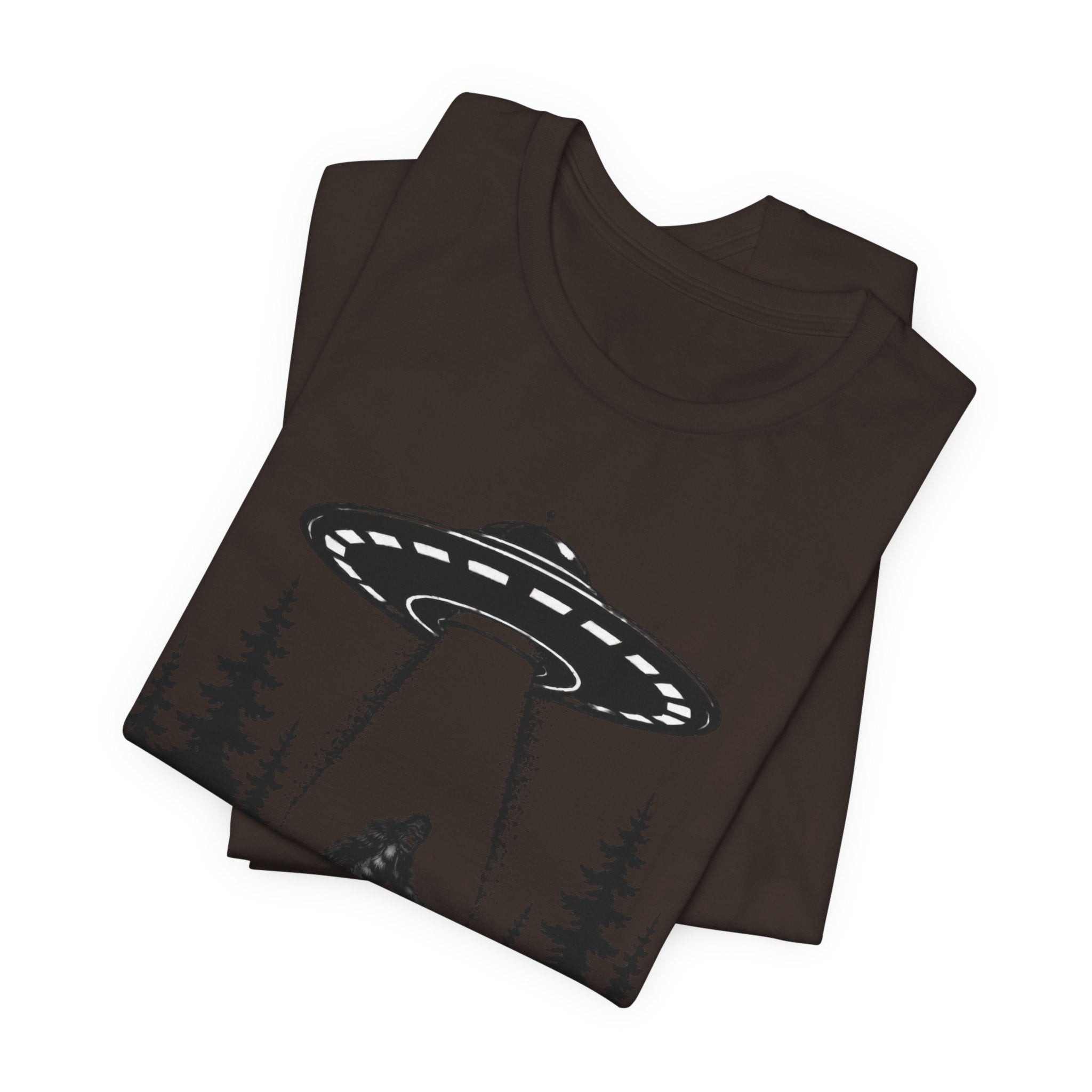Sasquatch Abduction T-Shirt | UFO Bigfoot Forest Bigfoot Alien Beam