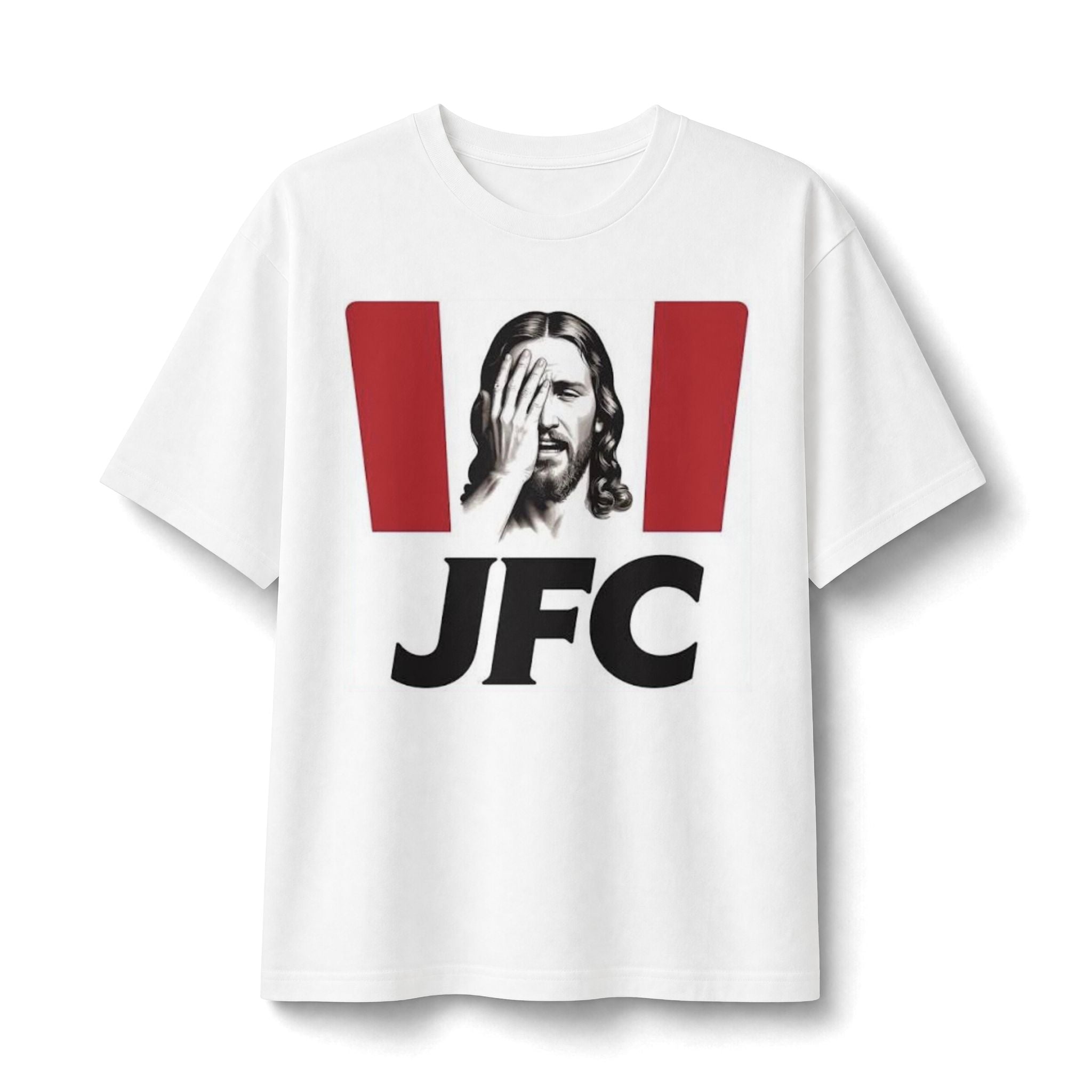 JFC facepalm Jesus Graphic Tee | Humorous Lettering T-Shirt