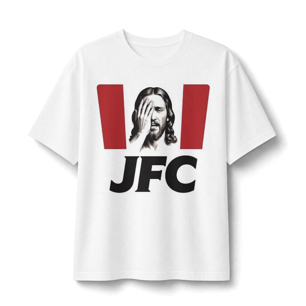 JFC facepalm Jesus Graphic Tee | Humorous Lettering T-Shirt