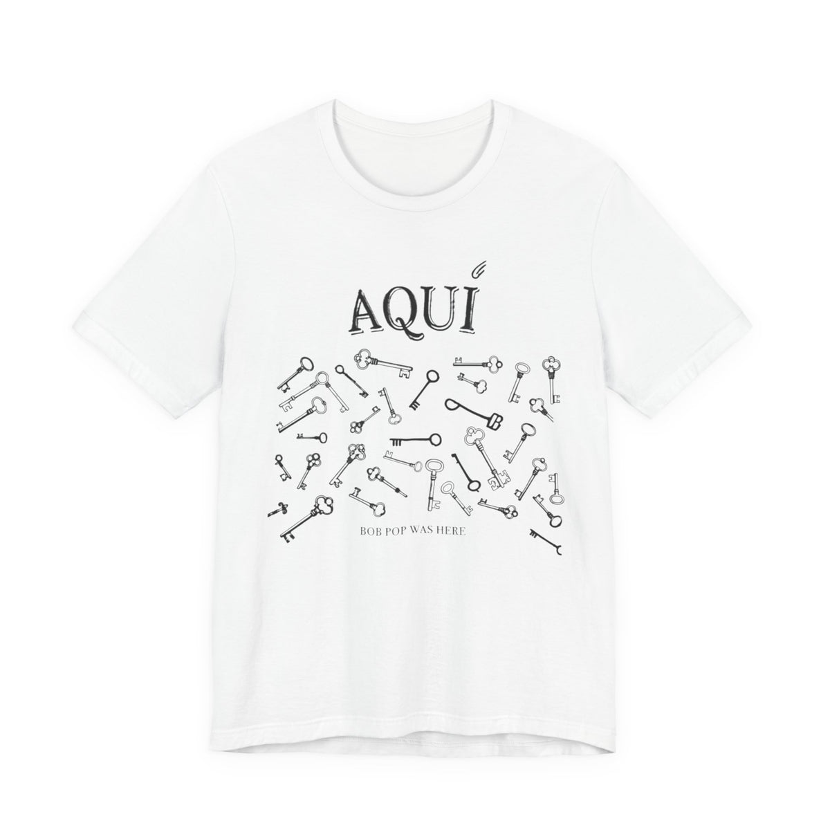 Aqui keys graphic Tee | Aquí scattered vintage key illustration