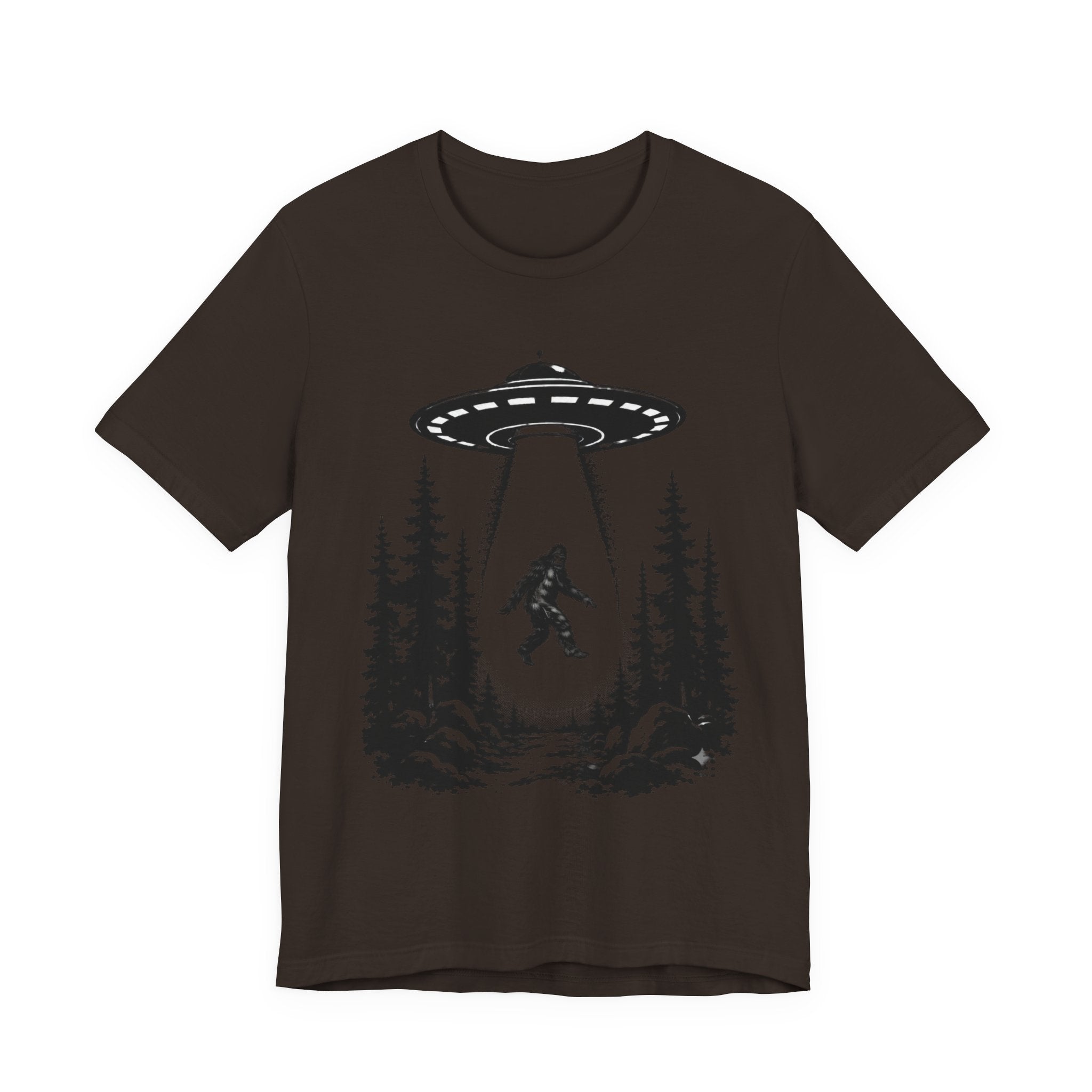 Sasquatch Abduction T-Shirt | UFO Bigfoot Forest Bigfoot Alien Beam