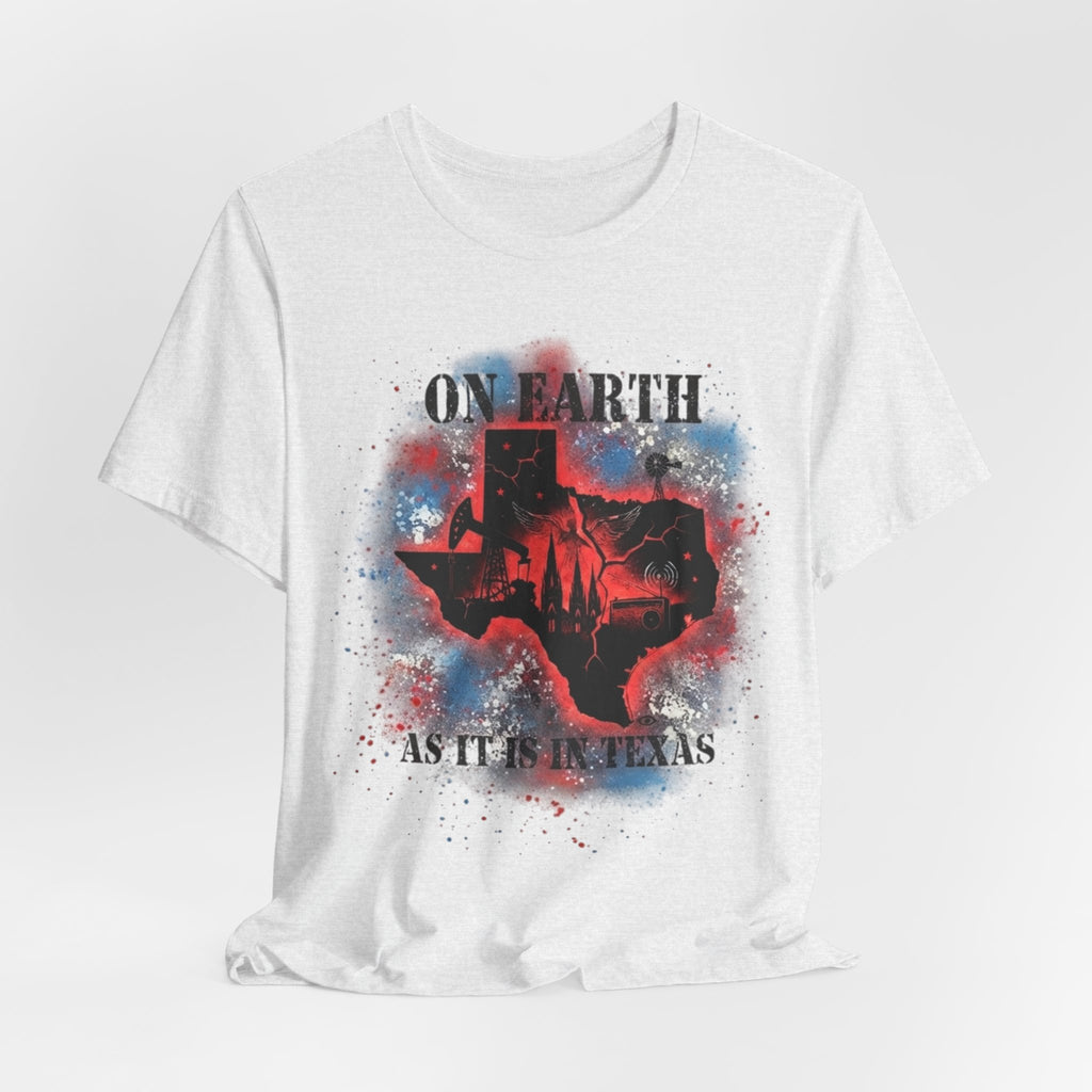 On Earth As It Is In Texas tee | Texas silhouette, skyline, watercolor earth